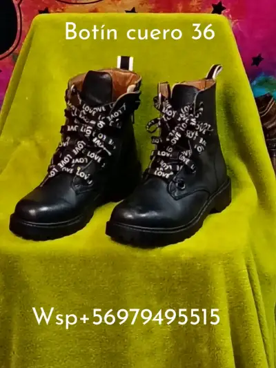 Botas largas de cuero marrón talla 37 - miniatura 3