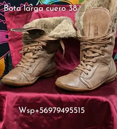 Botas largas de cuero marrón talla 37 - miniatura 5