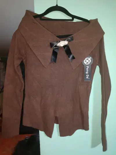 Suéter beige con lazo decorativo - miniatura 3