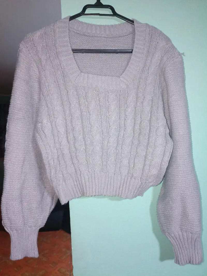 Cardigan de punto rosa con botones - 3