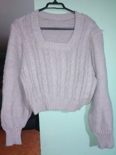 Cardigan de punto rosa con botones - miniatura 3
