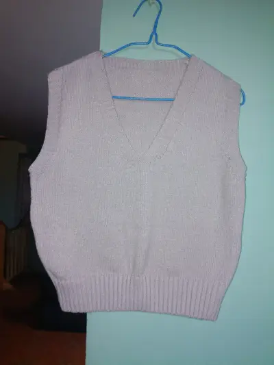 Polera crop azul con brillo para mujer - miniatura 4