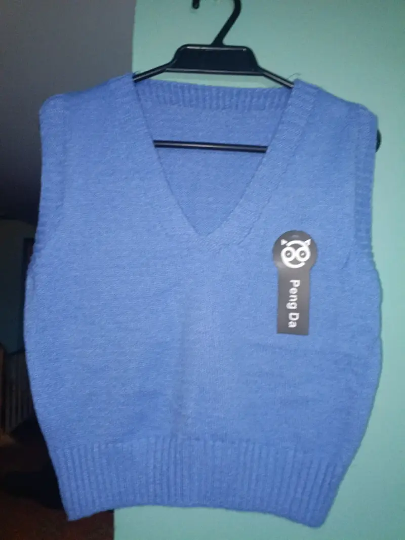 Polera crop azul con brillo para mujer - 6