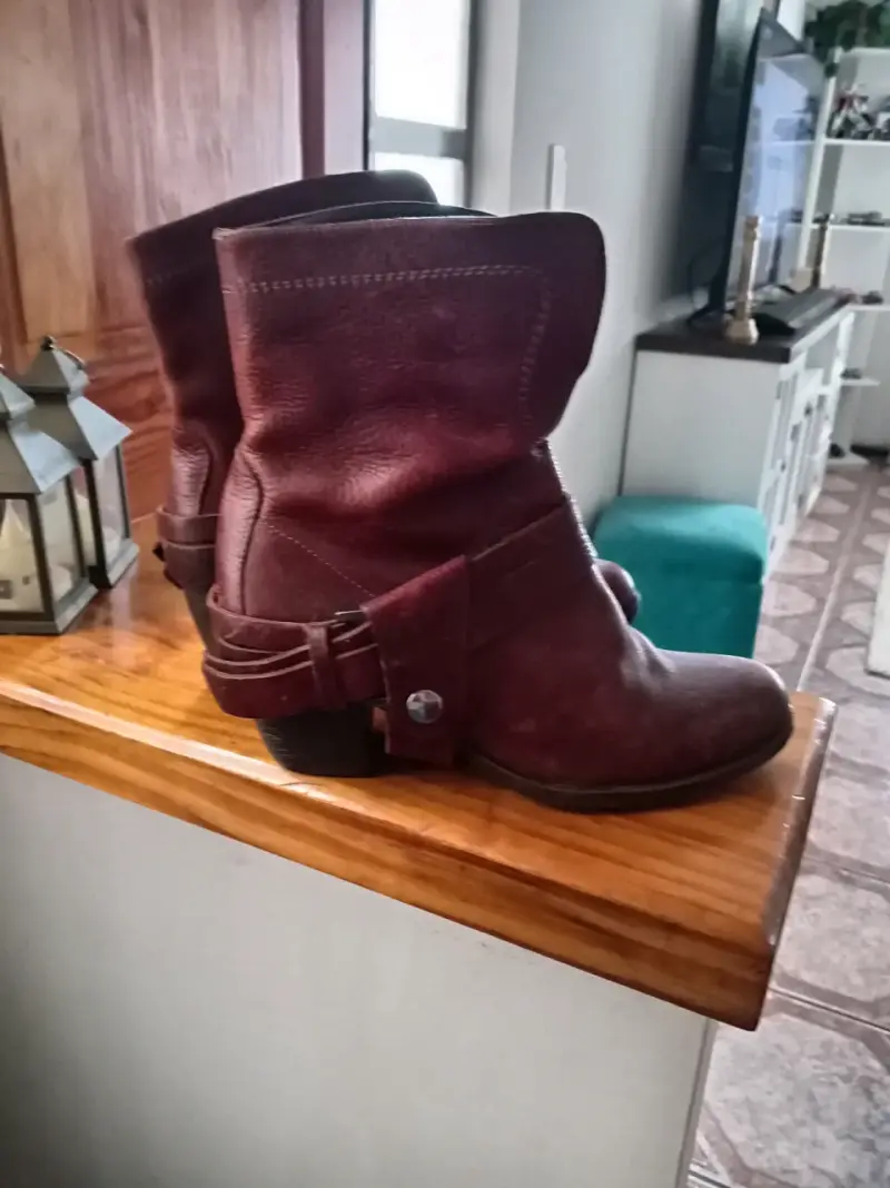 Botines de cuero marrón oscuro para mujer - 1