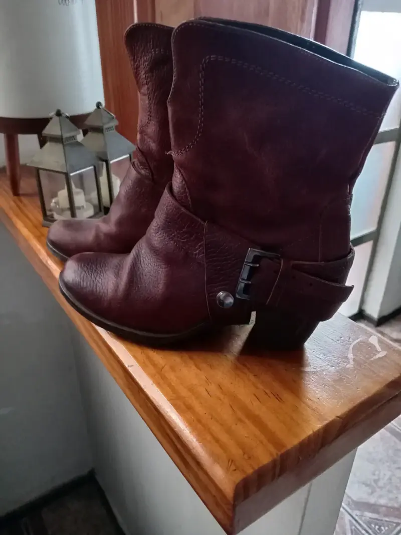 Botines de cuero marrón oscuro para mujer - 2