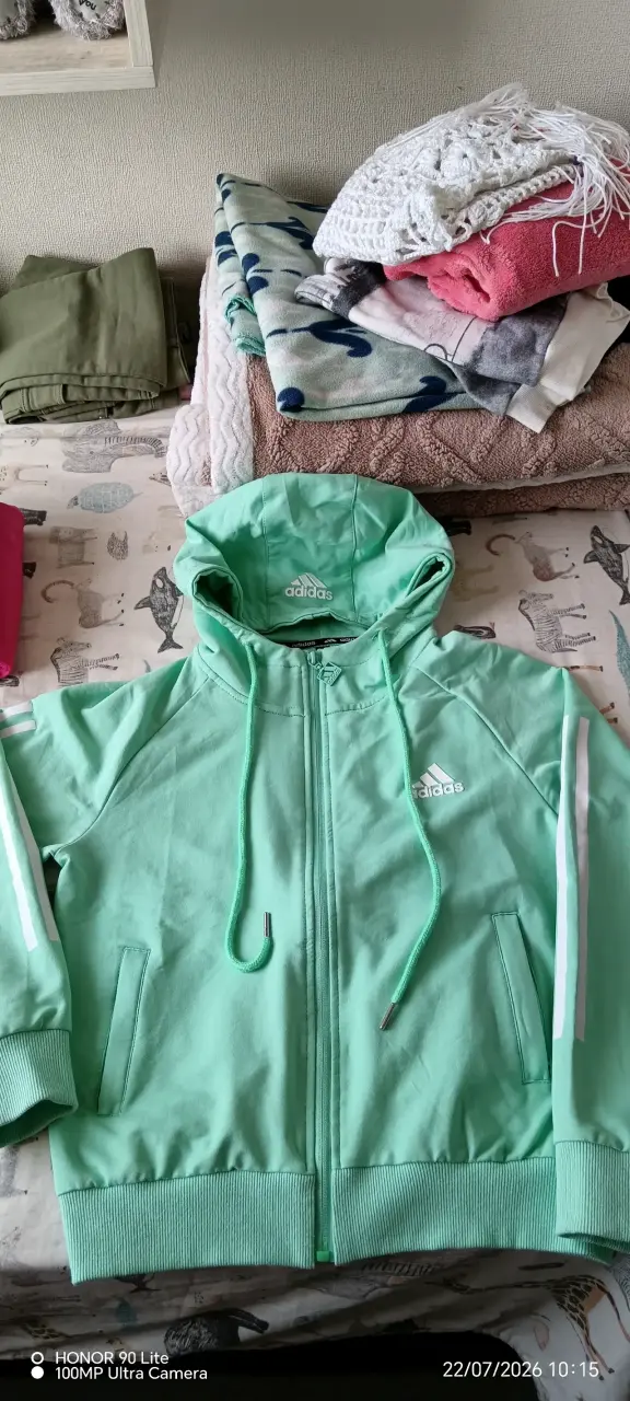 Polerón verde con capucha Adidas para mujer - 1