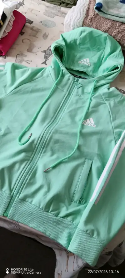 Polerón verde con capucha Adidas para mujer - miniatura 4