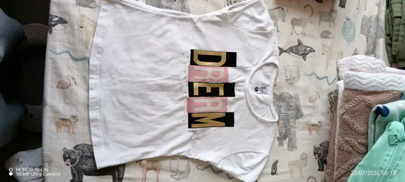 Polera blanca con estampado 'Dream' para mujer - 1