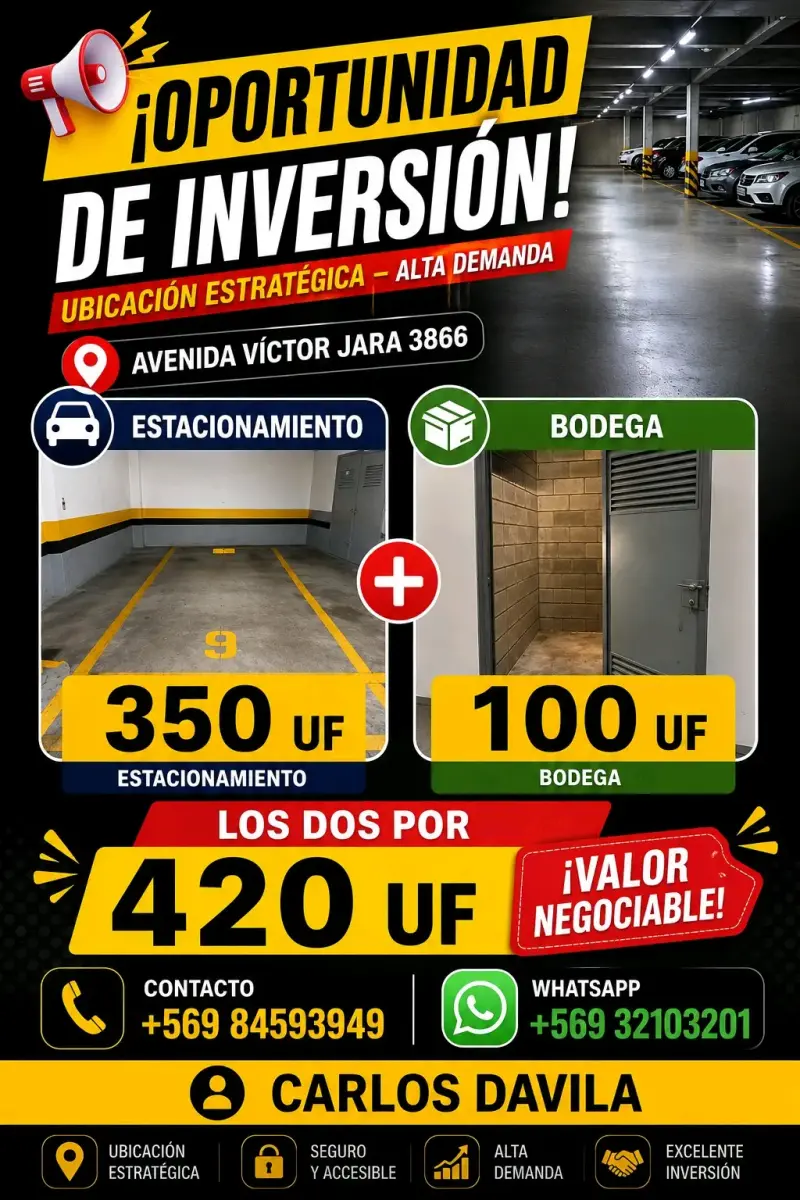 Oportunidad de inversión: estacionamiento y bodega