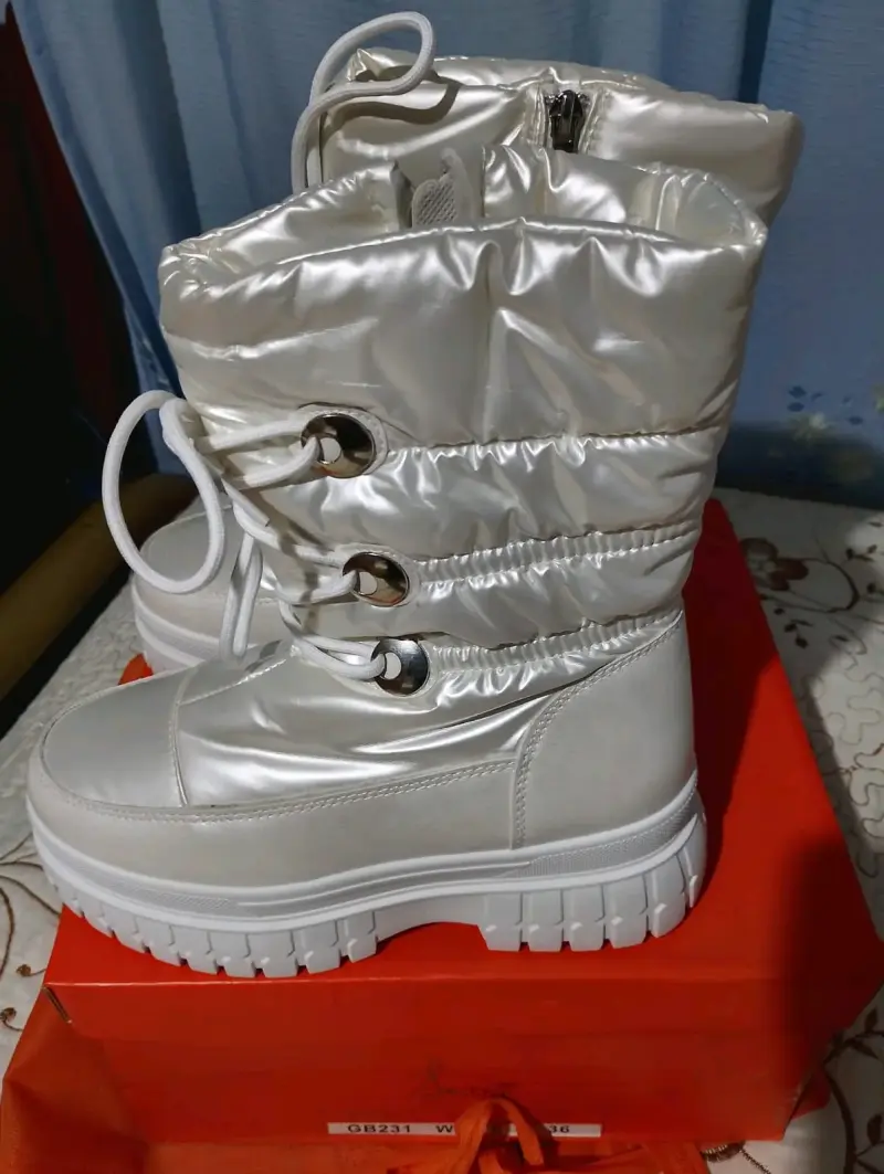 Botas de nieve blancas con plataforma y cierre lateral - 1