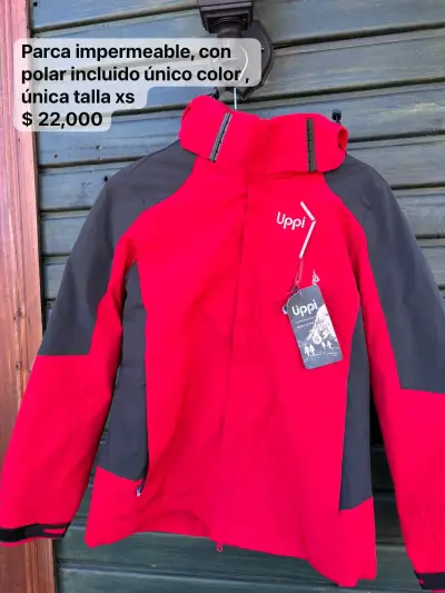 Parca impermeable Upp con polar rojo y negro - miniatura 1