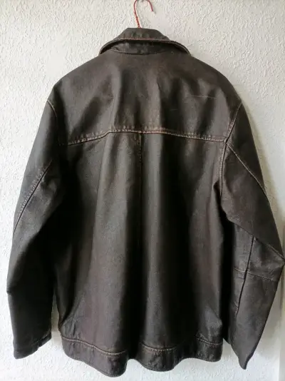 Chaqueta de cuero marrón Greenfield para hombre - miniatura 2