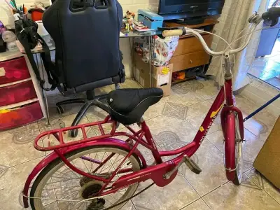 Bicicleta vintage roja con portaequipaje - miniatura 1