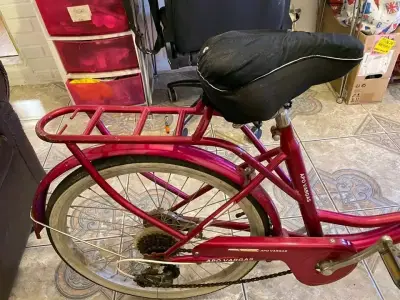 Bicicleta vintage roja con portaequipaje - miniatura 5