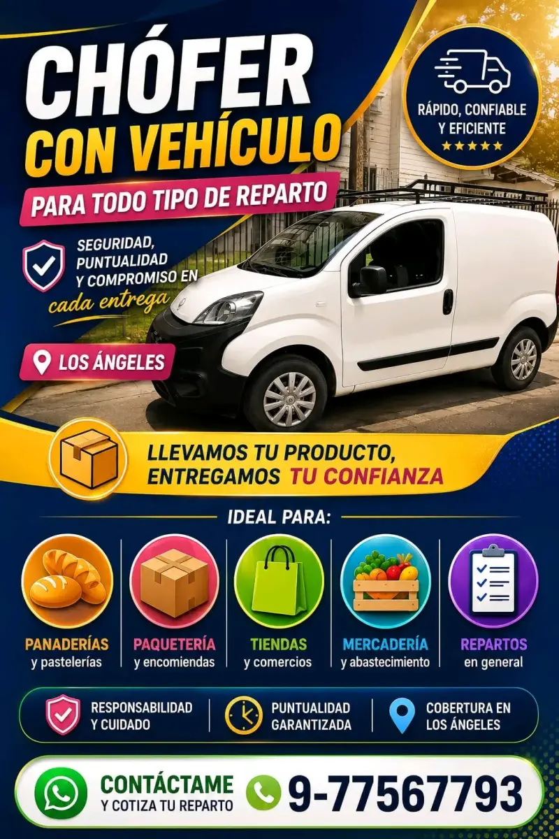 Servicio de chófer con vehículo para reparto en Lo