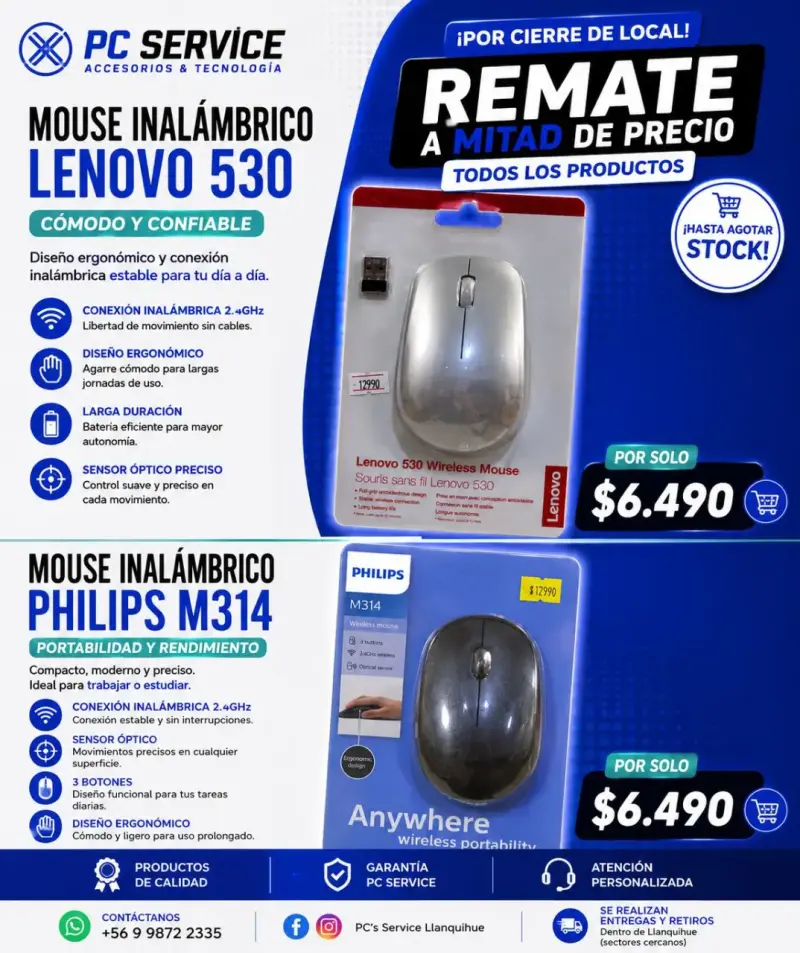 Mouse Inalámbrico Lenovo 530 Ergonómico