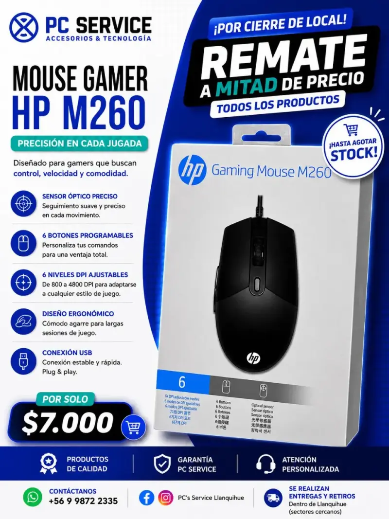 Mouse Gamer HP M260 con 6 Botones Programables