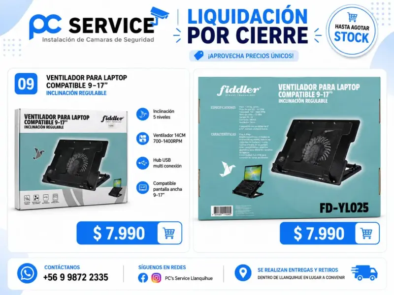 Ventilador para Laptop Fiddler 9-17 pulgadas
