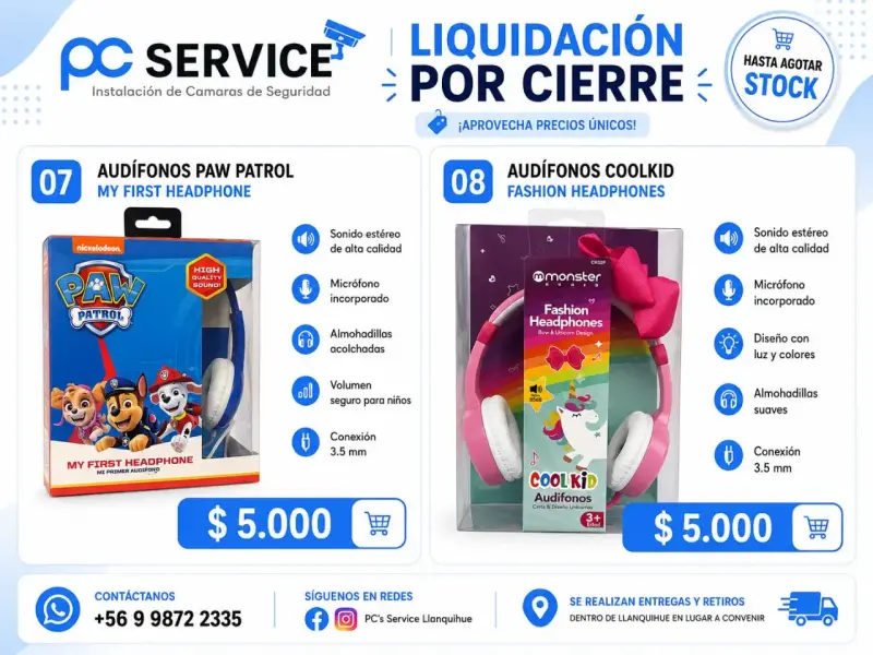 Audífonos Paw Patrol para niños con micrófono