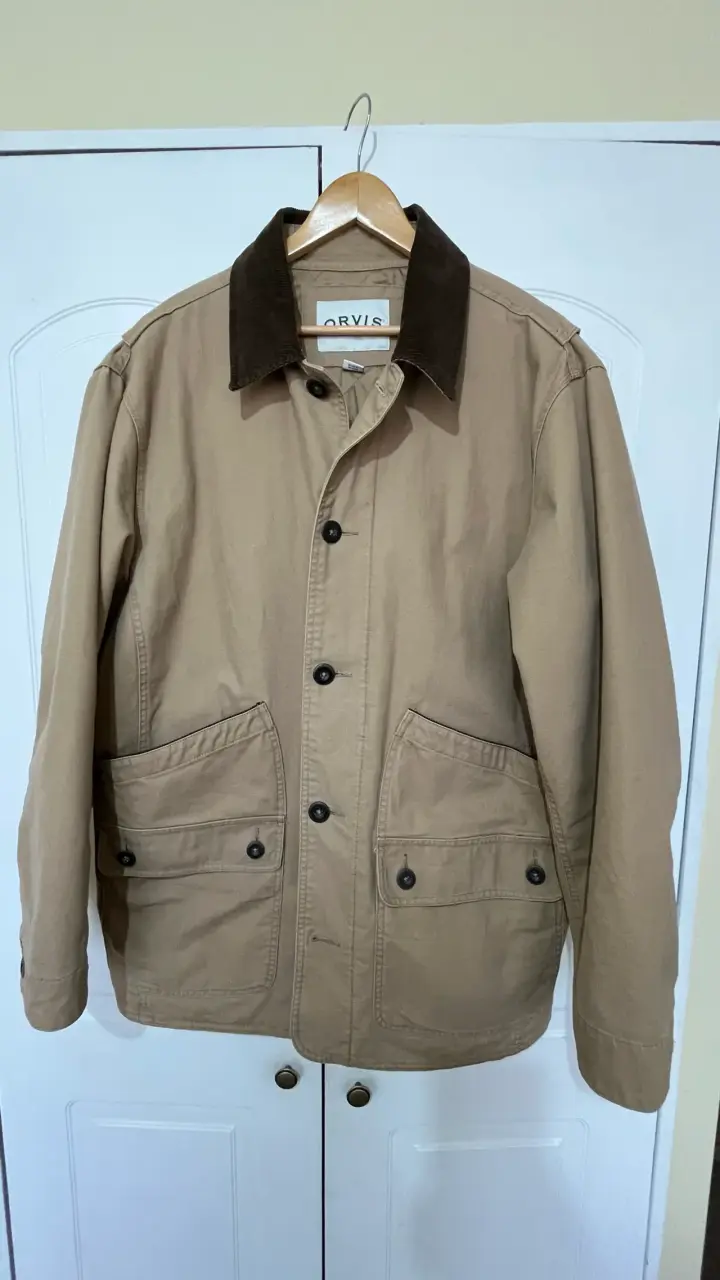 Chaqueta beige Orvis con cuello cotele - 1