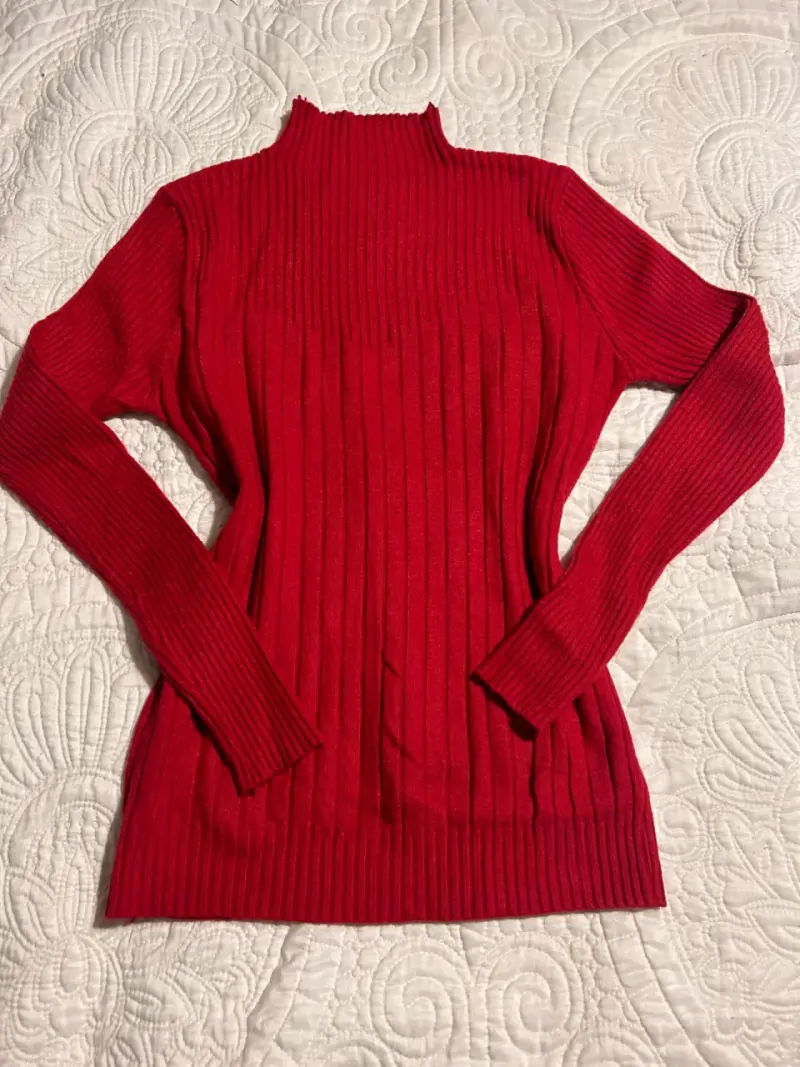 Suéter rojo de punto acanalado para mujer estandar - 1
