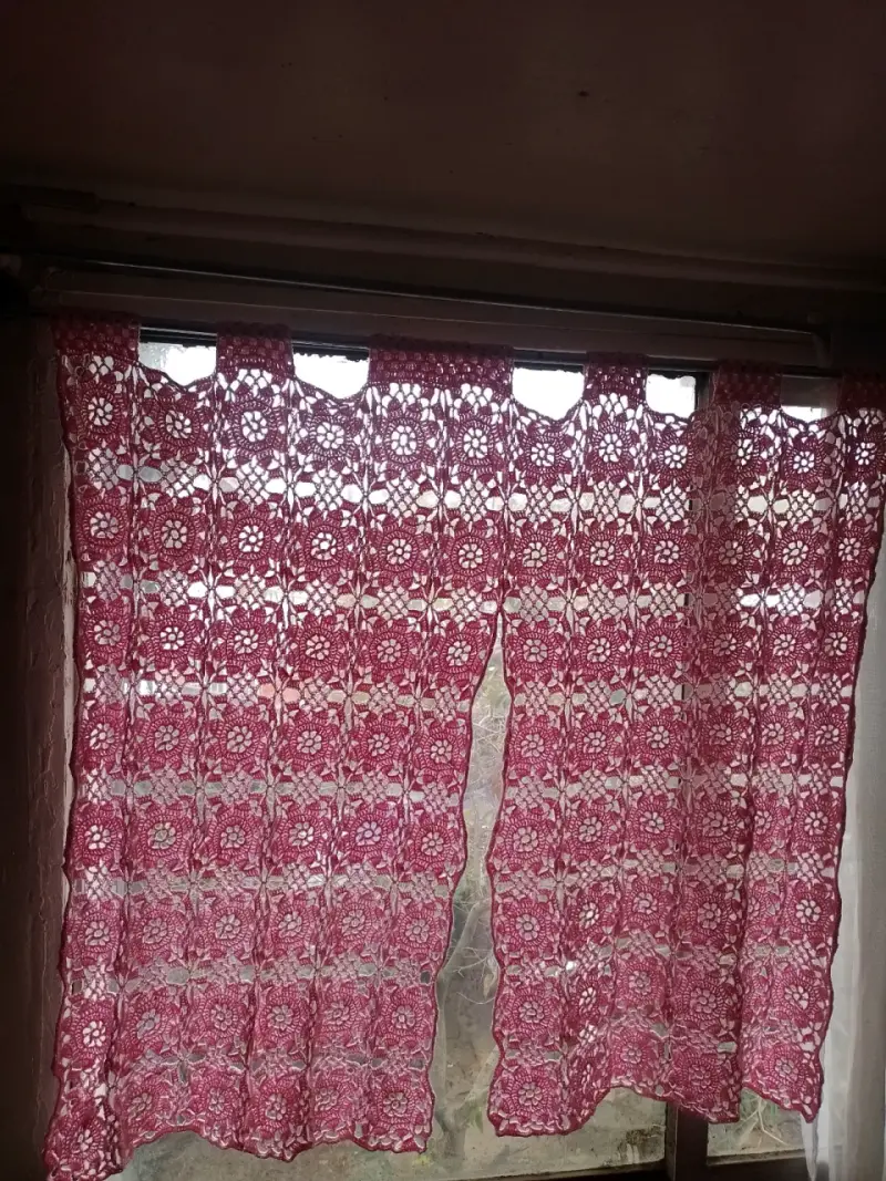 Cortinas de crochet rosadas decorativas - 2