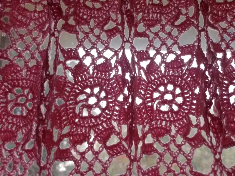 Cortinas de crochet rosadas decorativas - 4