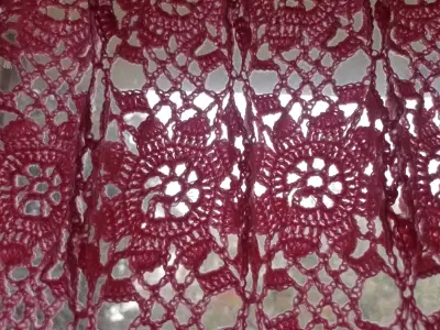 Cortinas de crochet rosadas decorativas - miniatura 4