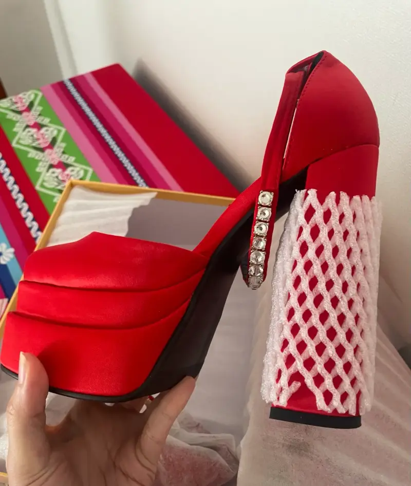 Zapatos de Tacón Alto Rojos con Plataforma - 6