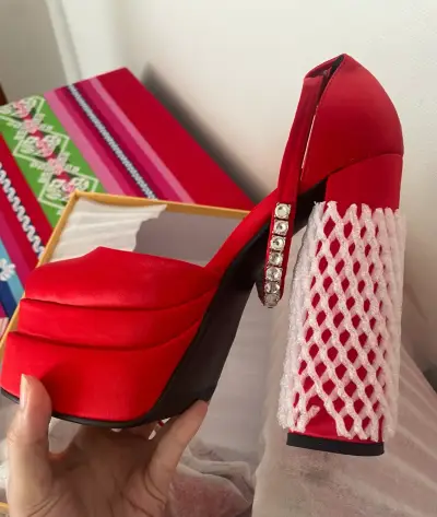 Zapatos de Tacón Alto Rojos con Plataforma - miniatura 6