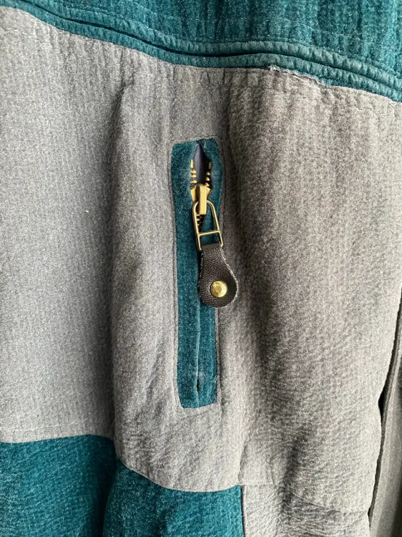 Chaqueta vintage de pana verde y gris - 3
