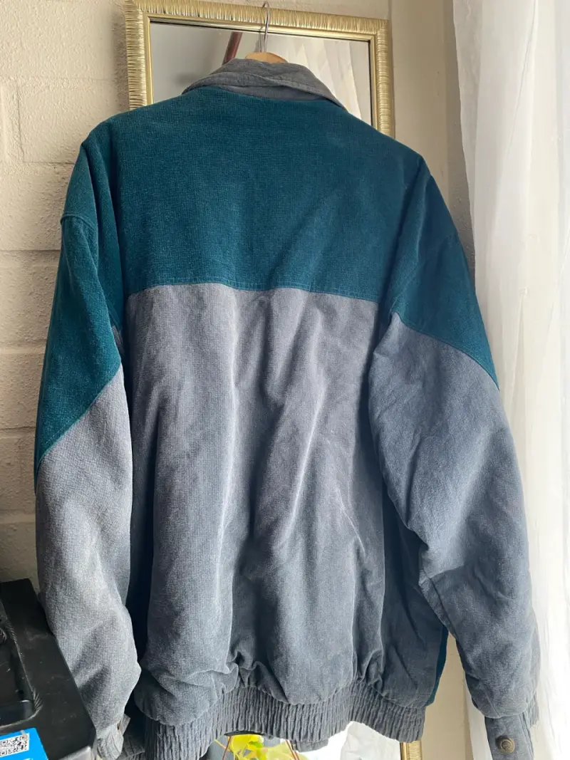 Chaqueta vintage de pana verde y gris - 6