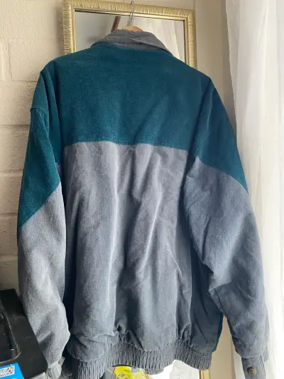 Chaqueta vintage de pana verde y gris - miniatura 6