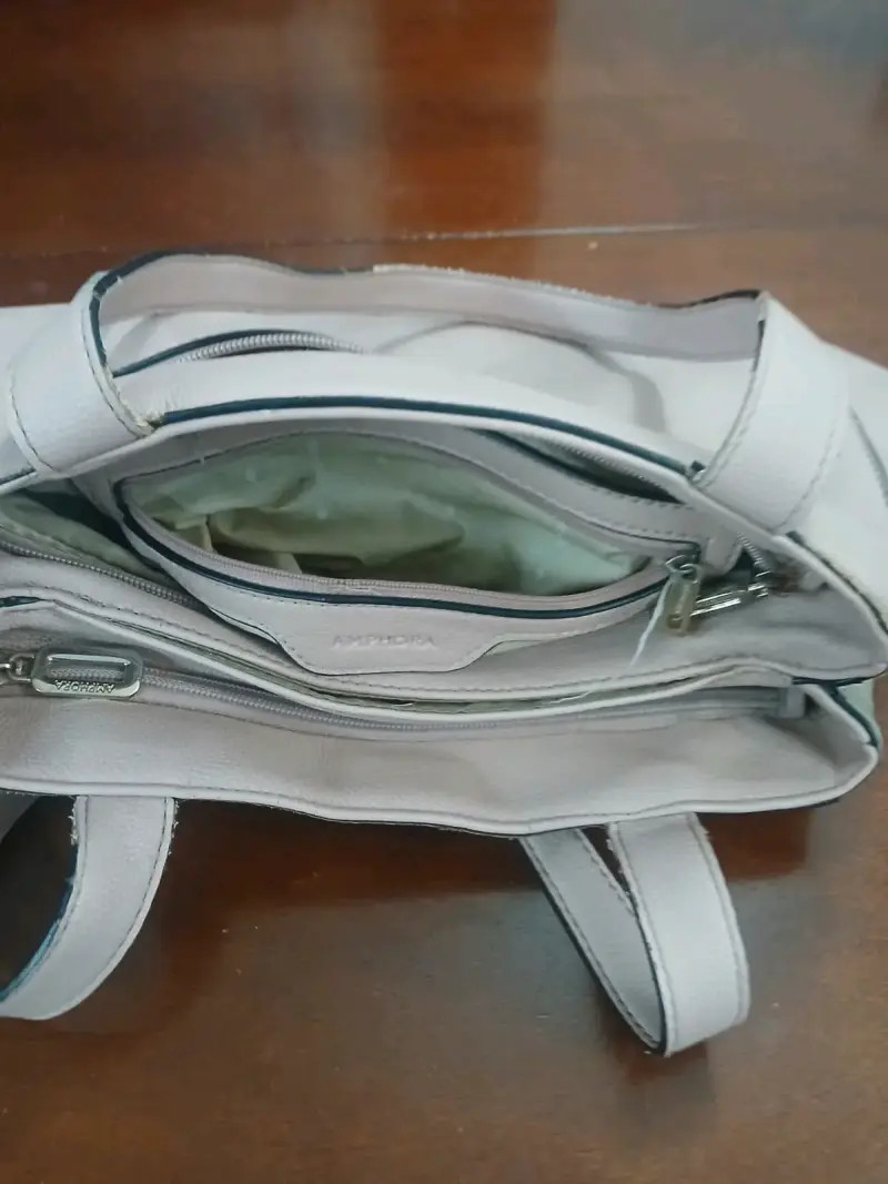 Bolso de mano elegante rosa pastel y beige - 2