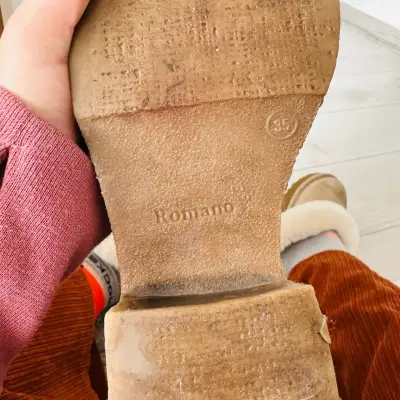 Botines de cuero burdeos talla 35 con tacón grueso - miniatura 6