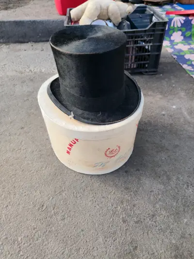 Sombrero de copa alta negro vintage - miniatura 2