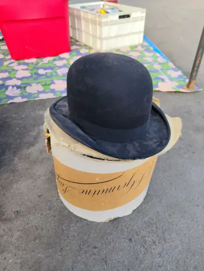 Sombrero de copa alta negro vintage - miniatura 5