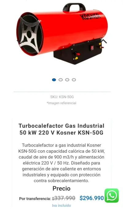 Calefactor industrial a gas Kösner rojo - miniatura 5