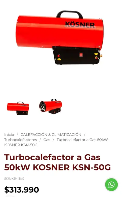 Calefactor industrial a gas Kösner rojo - miniatura 6