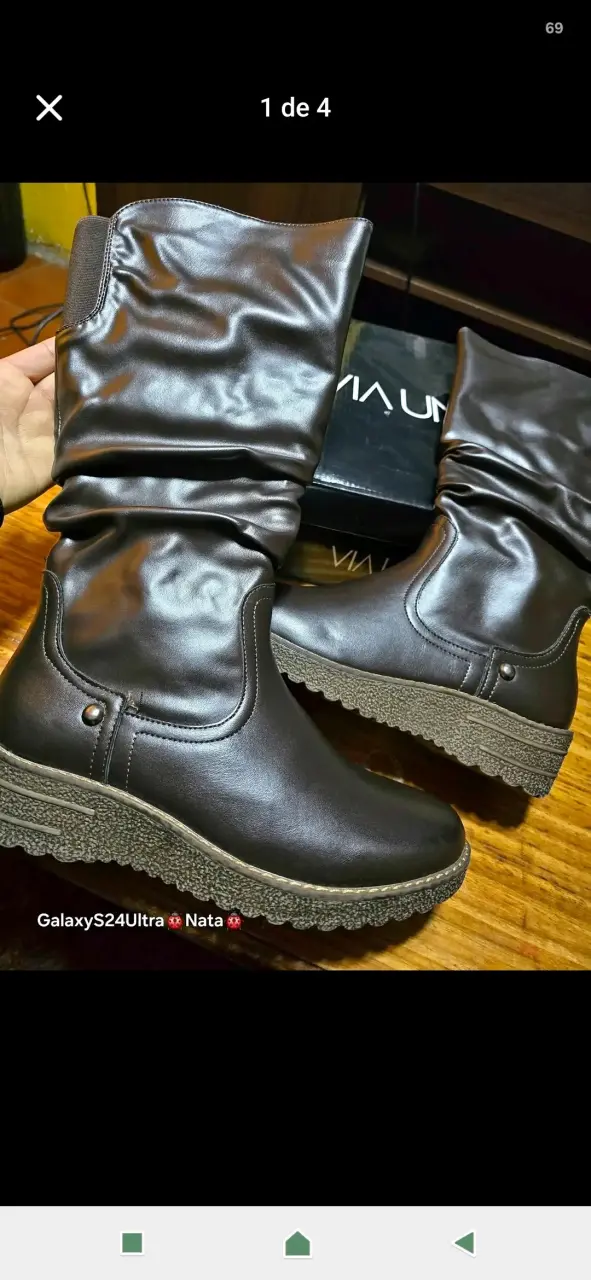 Botas de cuero marrón para mujer - 1