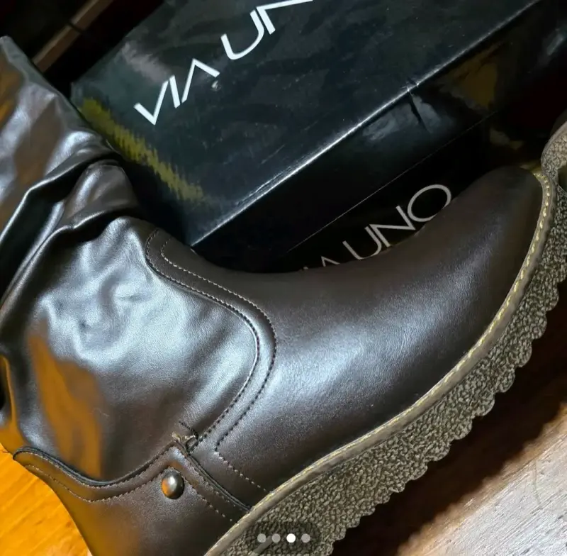 Botas de cuero marrón para mujer - 2
