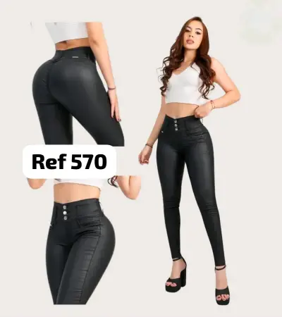 Jeans ajustados de tiro alto para mujer - miniatura 2