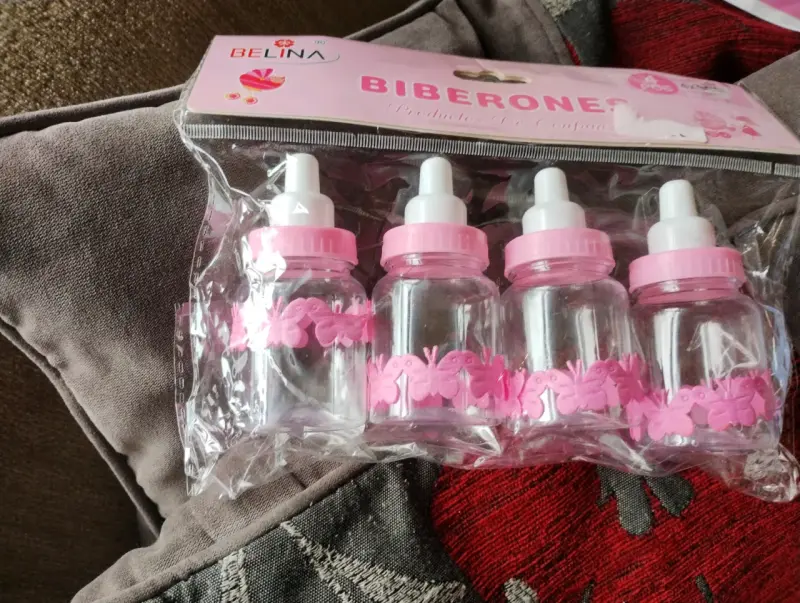 Set de 4 biberones Belina con diseño rosa