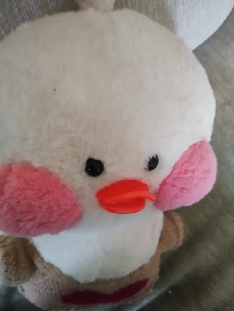 Peluche de pato con mejillas rosadas