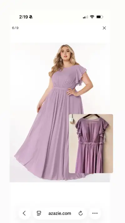 Vestido largo lila con volantes - miniatura 1