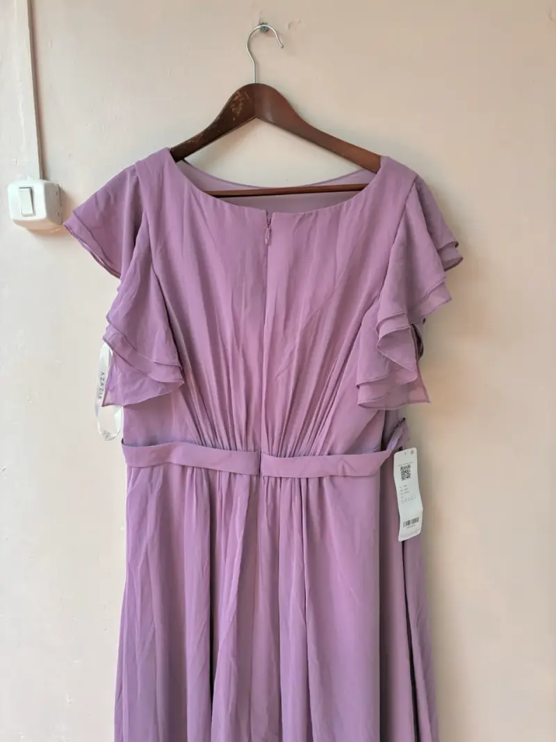Vestido largo lila con volantes - 5