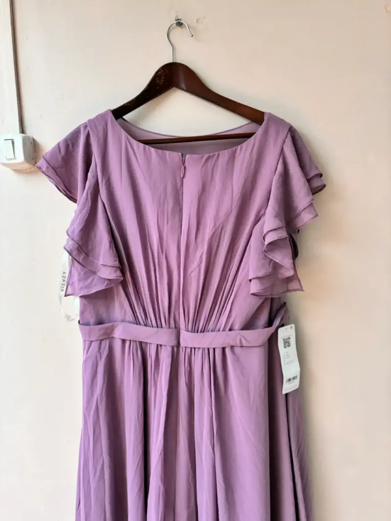 Vestido largo lila con volantes - 6