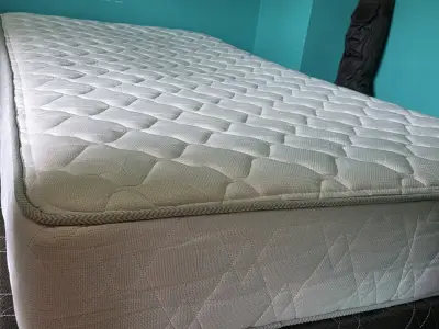 Cabecera de cama tapizada en lino beige - miniatura 5