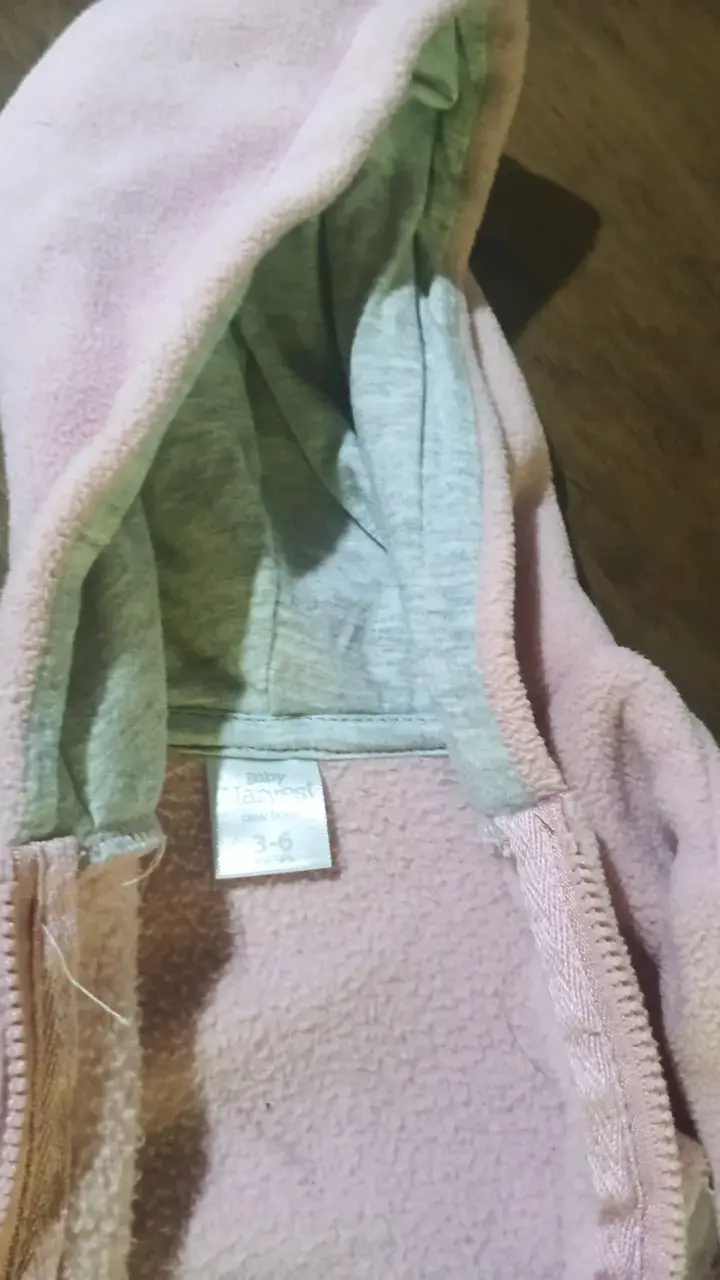 Chaqueta polar rosada para niña con capucha - 2