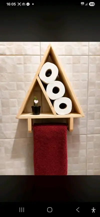 Porta papel higiénico de madera rústica - miniatura 2